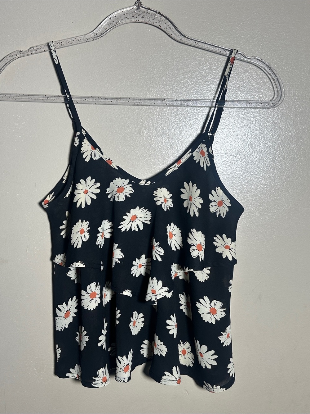 ASTR XS Black Daisy Print Tank Top